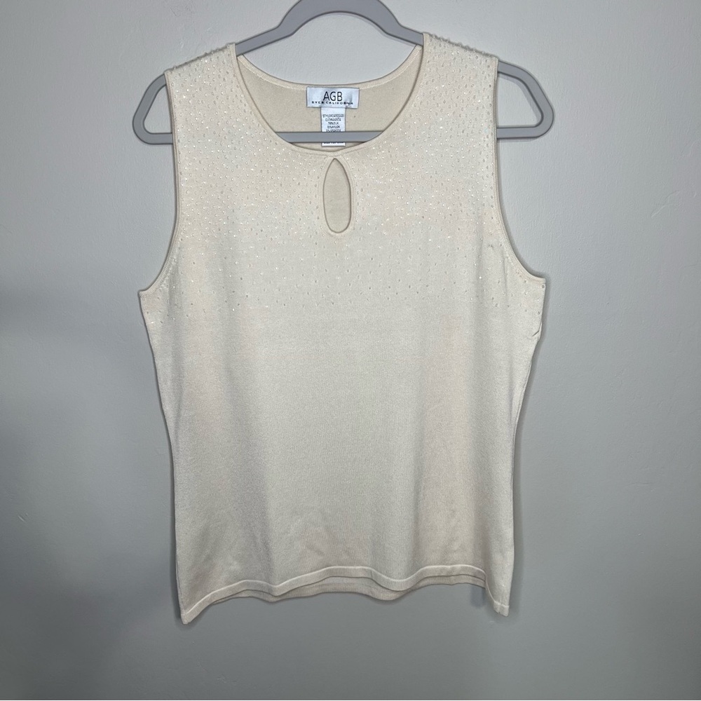 AGB Byer California Beaded Cream Sleeveless Tank Top size XL